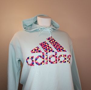 Plus Size 2x Adidas hoodie sportswear polka dot in HD soft interior light blue